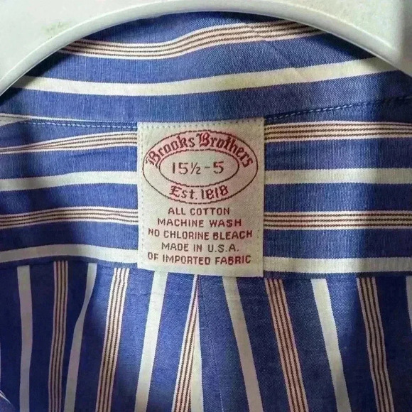 Brooks Brothers 1818 Men’s Striped Button Down - 15 1/2 x 5 - Picture 4 of 4